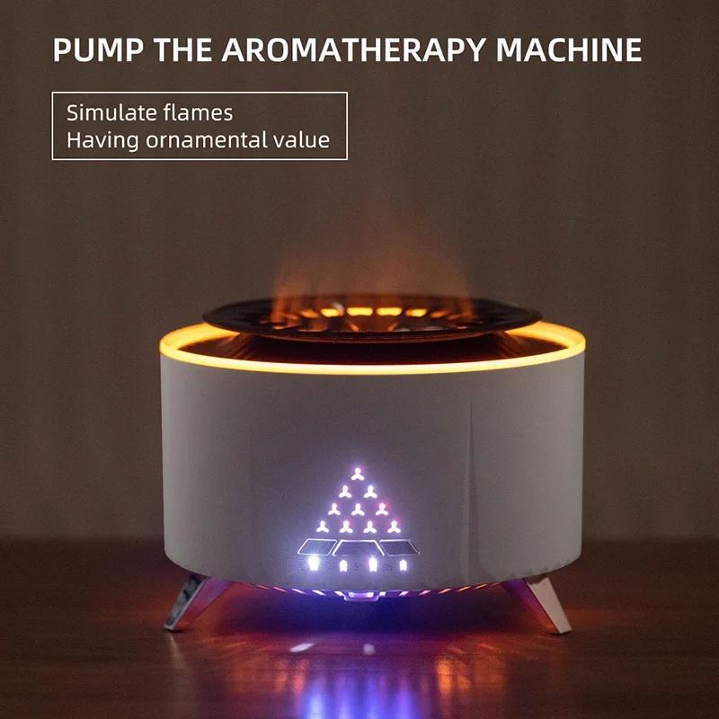 Flame Volcano Air Humidifier Bluetooth Wood Lava Aroma Humidifier Essential Oil Diffuser Bedroom White Noise Hypnosis