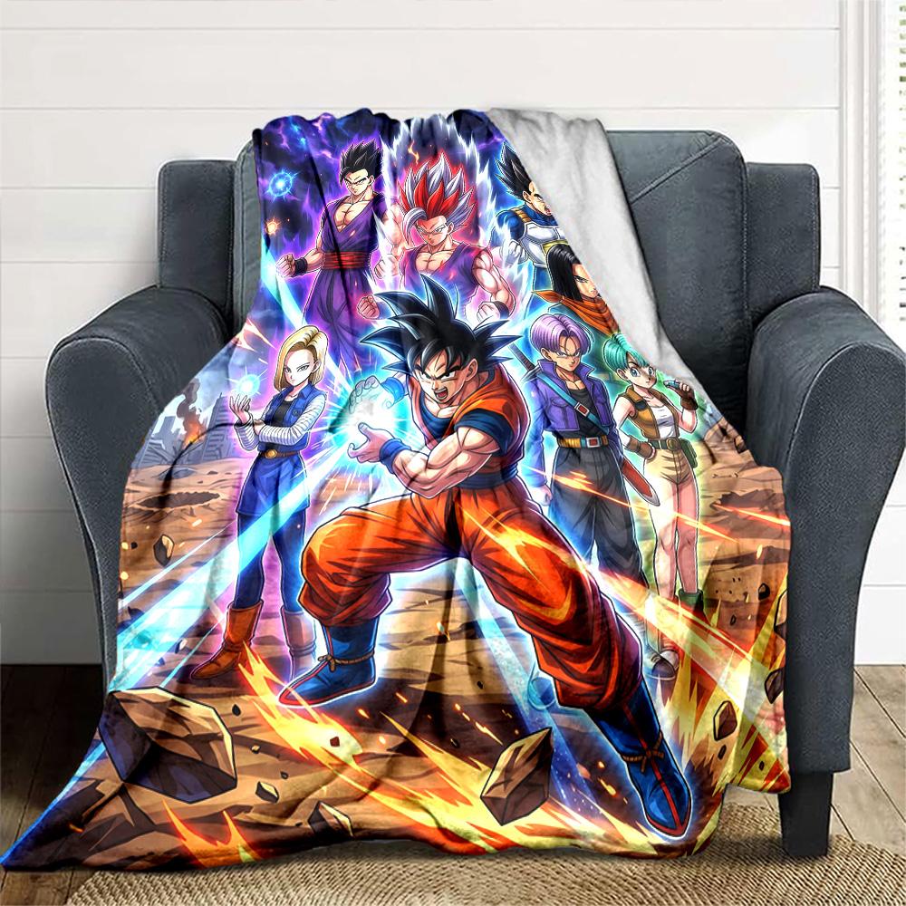Son-Goku Print Flannel Blanket High Quality Warm Comfortable Cover for All Seasons Perfect for Gifts Home Decor
