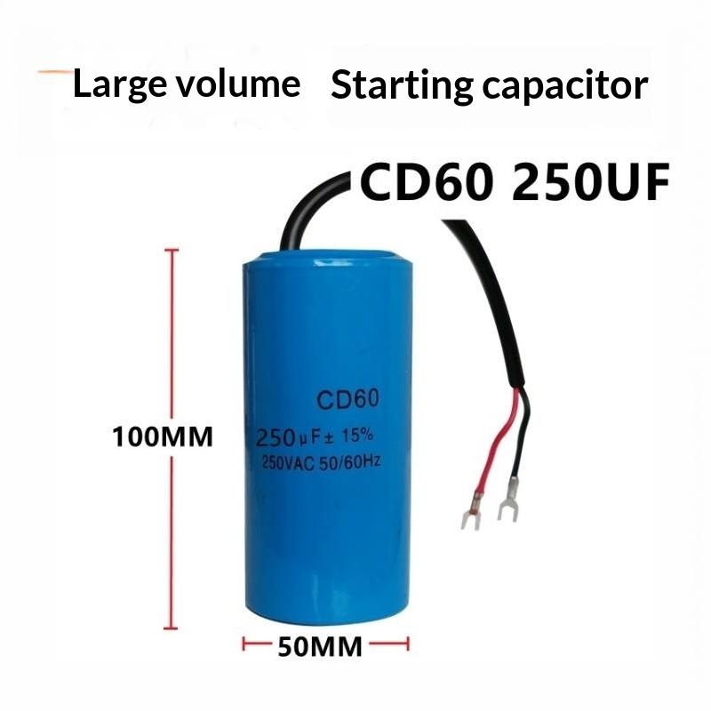 Cd60 Capacitor Cd60 Run Capacitor With Wire 250V Ac 200Uf 50/60Hz For Motor Air Compressor 150Uf-400Uf Cd60 Run Capacitor