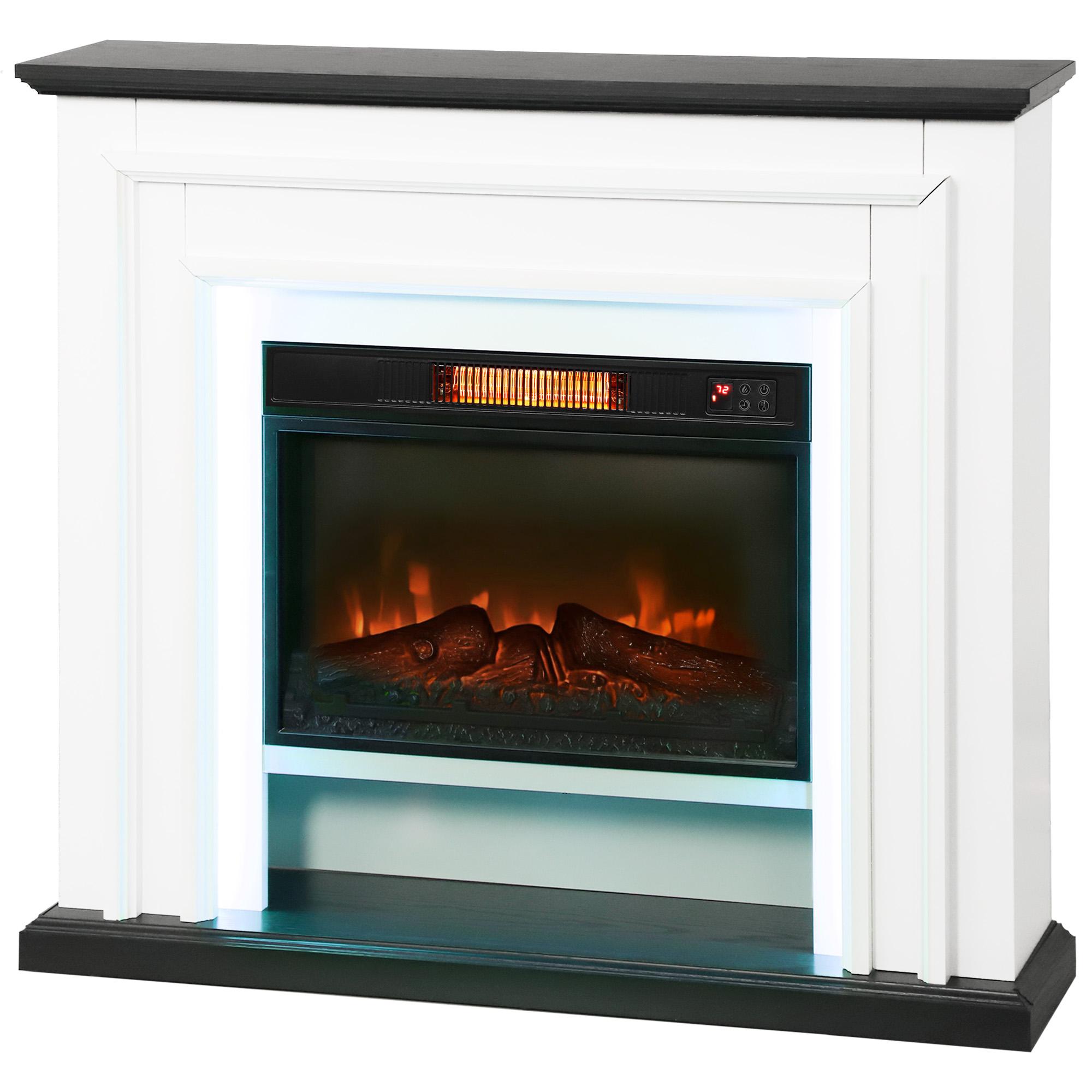 Cheminée Électrique 1800W Cheminée Décorative Factice Avec Lumières LED RGB Effet Flamme Cheminée 105 X 27 X 97 Cm Noir