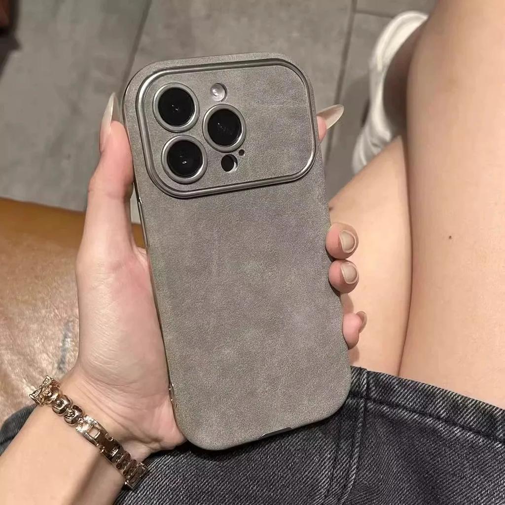 Luxus Galvanisieren Cortex Leder Telefon Fall Für iPhone 16 15 14 13 12 11 Pro Max Plus Silikon Fällen Abdeckung