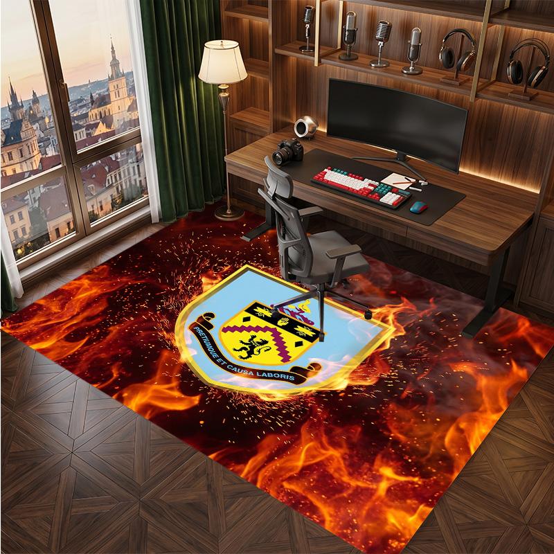 Burnley Football Print Crystal Velvet Rug, Comfortable Water Absorbent Non Slip Indoor Floor Carpet