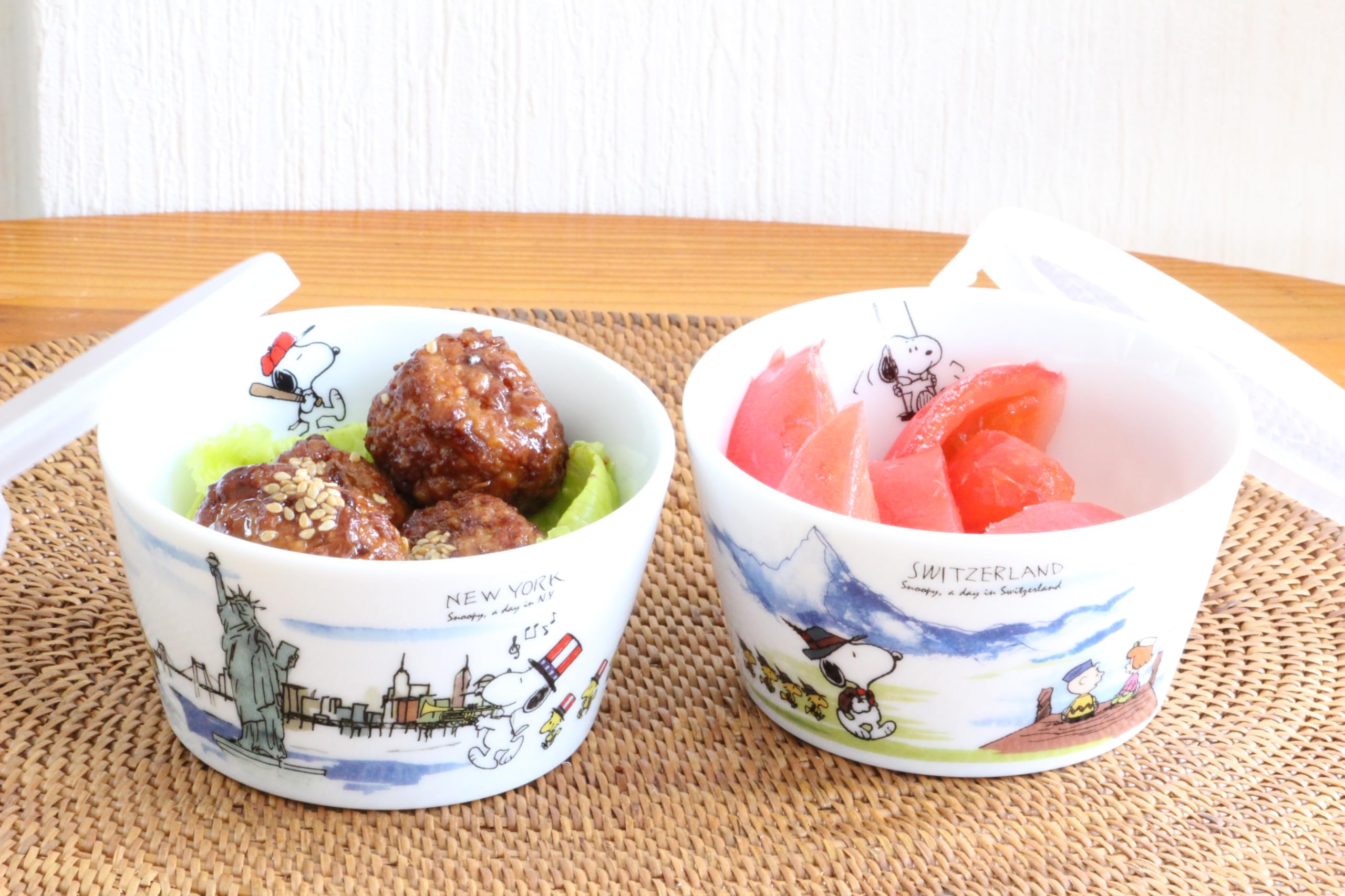 

Миска с Нью-Йорком и набор из 2 крышек, швейцарский, белый