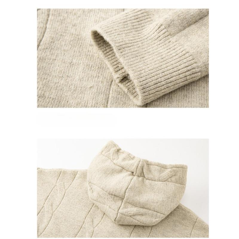 Light Luxury Casual Button Hoodie Long Sleeve Knit Sweater Men Jacket Outerwear Inner Layer Tops