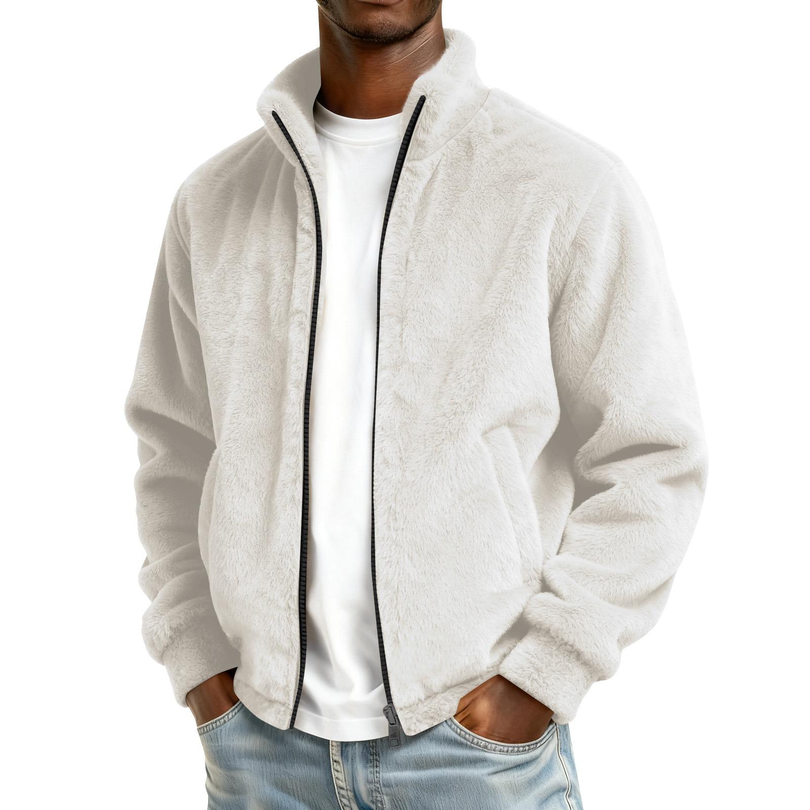 

Men s Winter Solid Color Zipper Jacket Men s Casual Fashion Cardigan XL