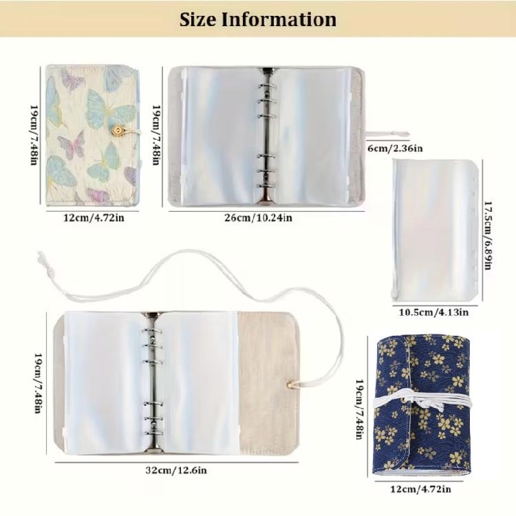 Multifunctional Circular Needle Organiser Case with 12Pcs Zippered Closure PVC Binder Pocket For Knitting Supplies