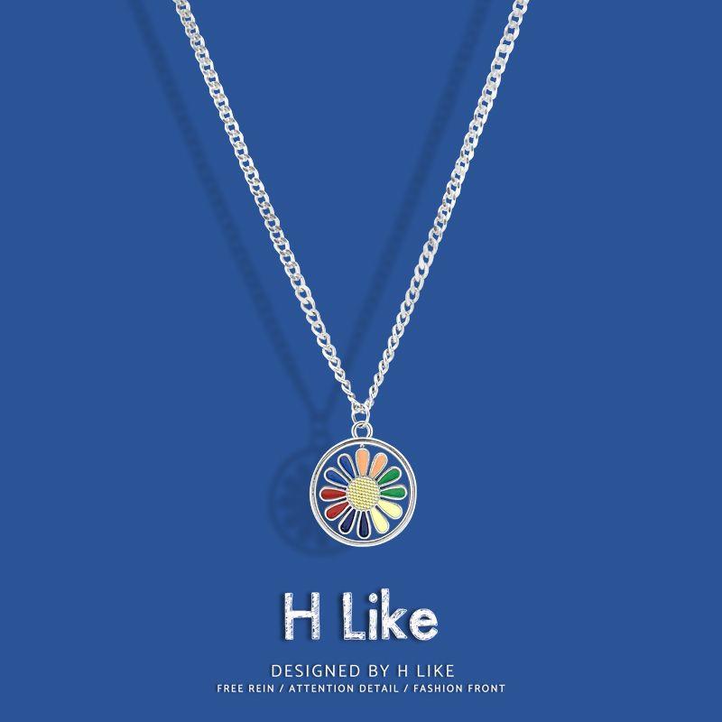 

Necklace Pendant Titanium Ornament Special-Interest Fashion Brand DIY O chain 60cm recommend Rotate sunflower