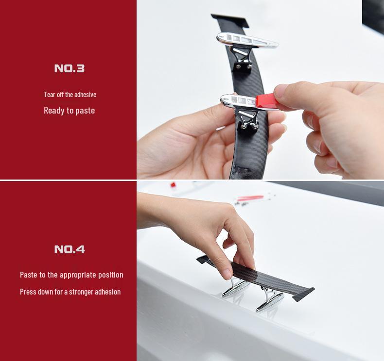 Kompaktowy spoiler tylny o wyglądzie włókna węglowego: Uniwersalne mini skrzydło bez wiercenia