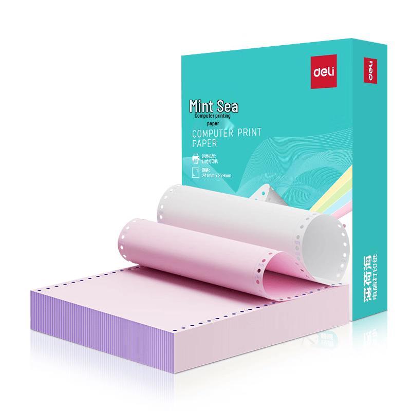 Deli Mint Sea Dot Matrix Computer Printer Paper 3-ply 2-division