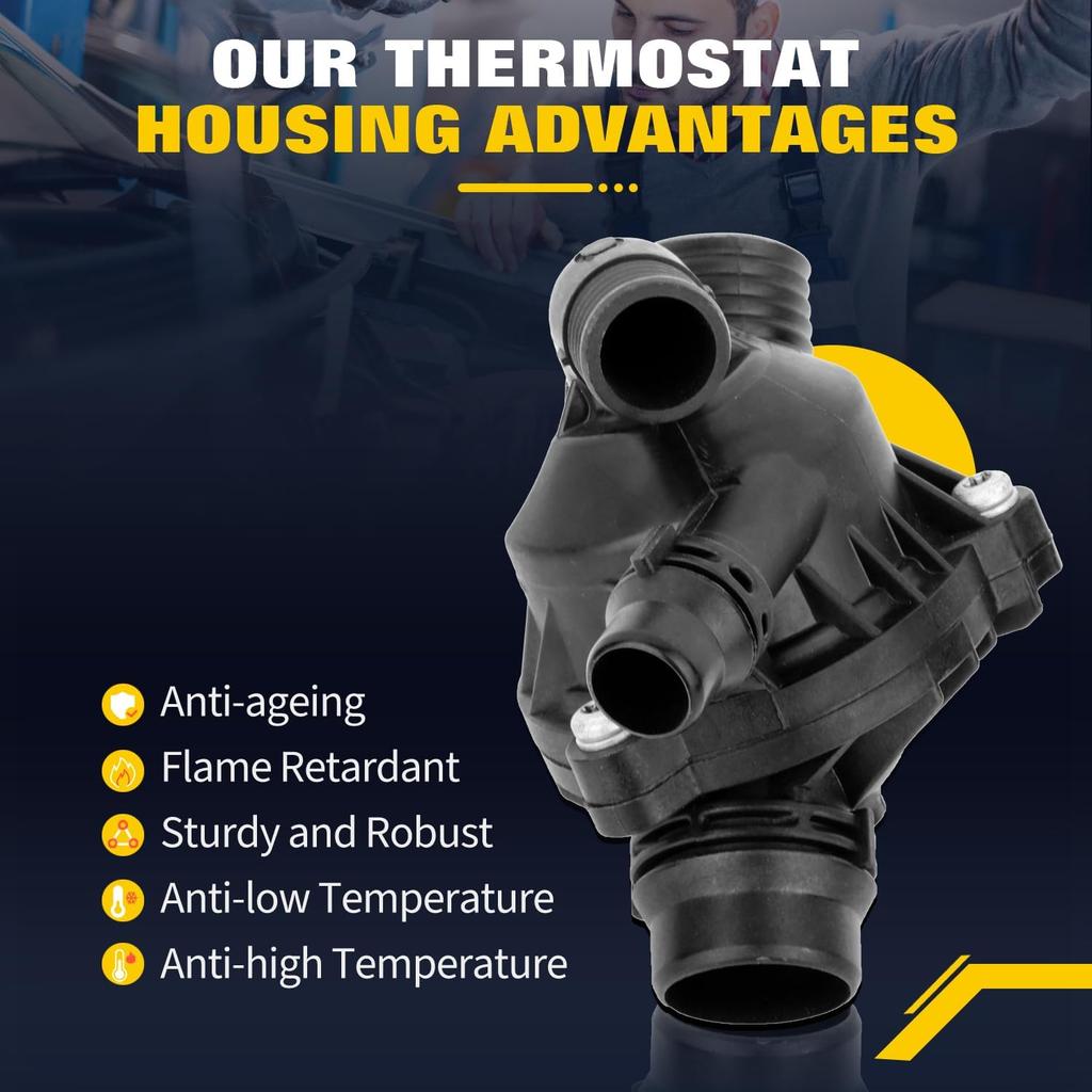 OCPTY Thermostat Housing Fit for BMW X5 2011-2013,for BMW X1 2013-2015,for BMW X6 2011-2014 Engine Coolant Thermostat Housing Assembly Replaces