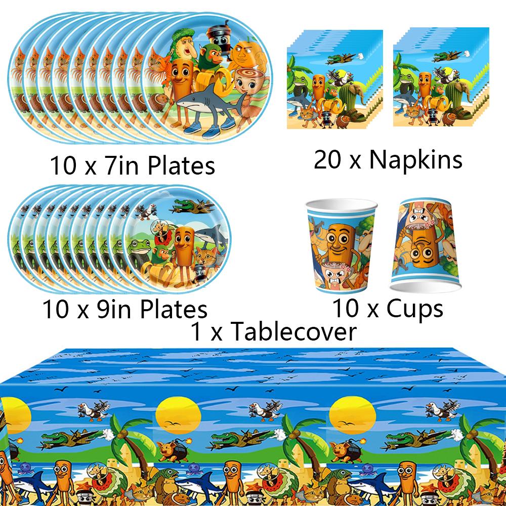 51pcs Tung Tung Tung Sahur Party Supplies Includes Plates, Cups, Napkins Etc