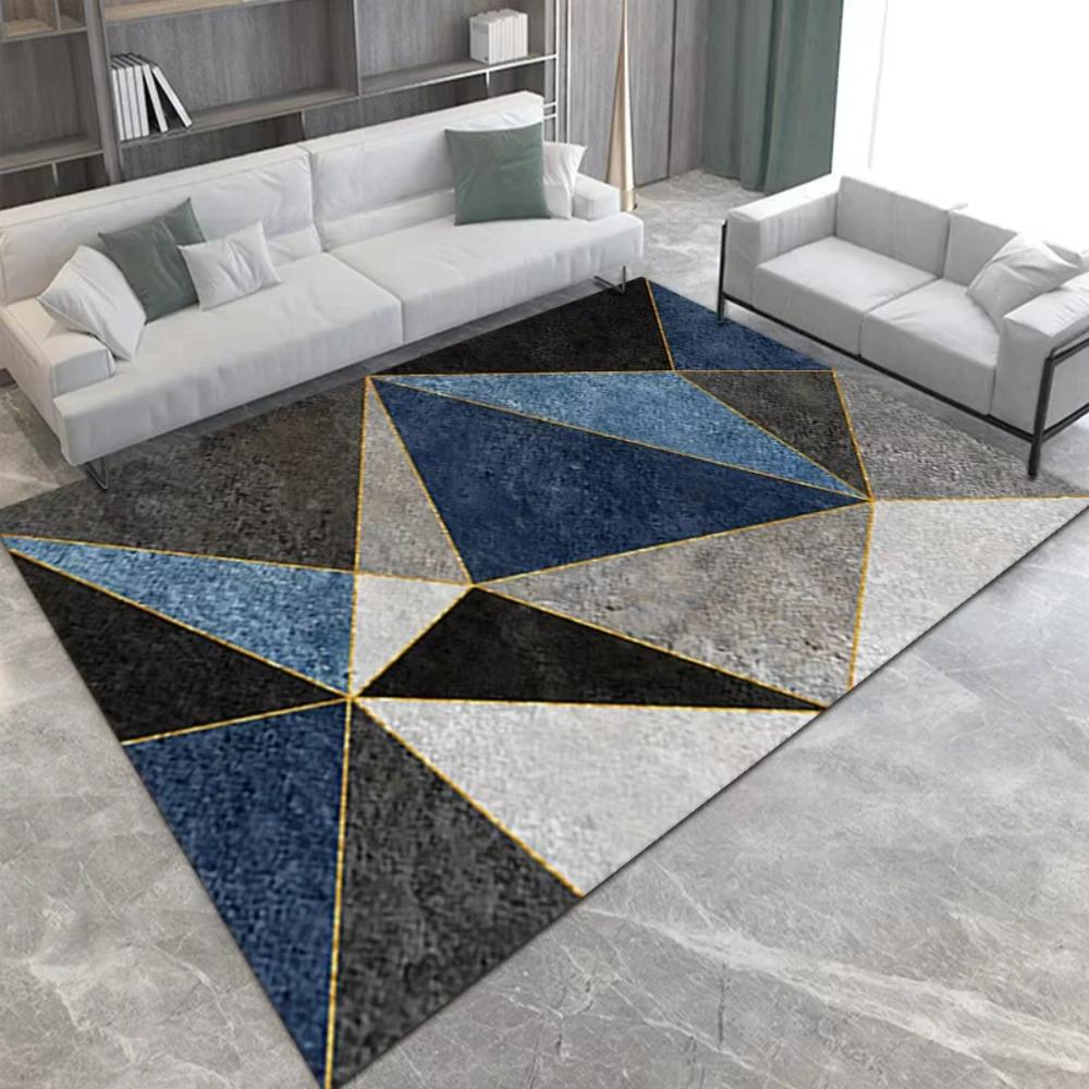 Luxury Geometric Printed Carpet for Living Room Decor Sofa Coffee Table Rugs Bedroom Lounge Kitchen Nonslip Floor Mat Doormat