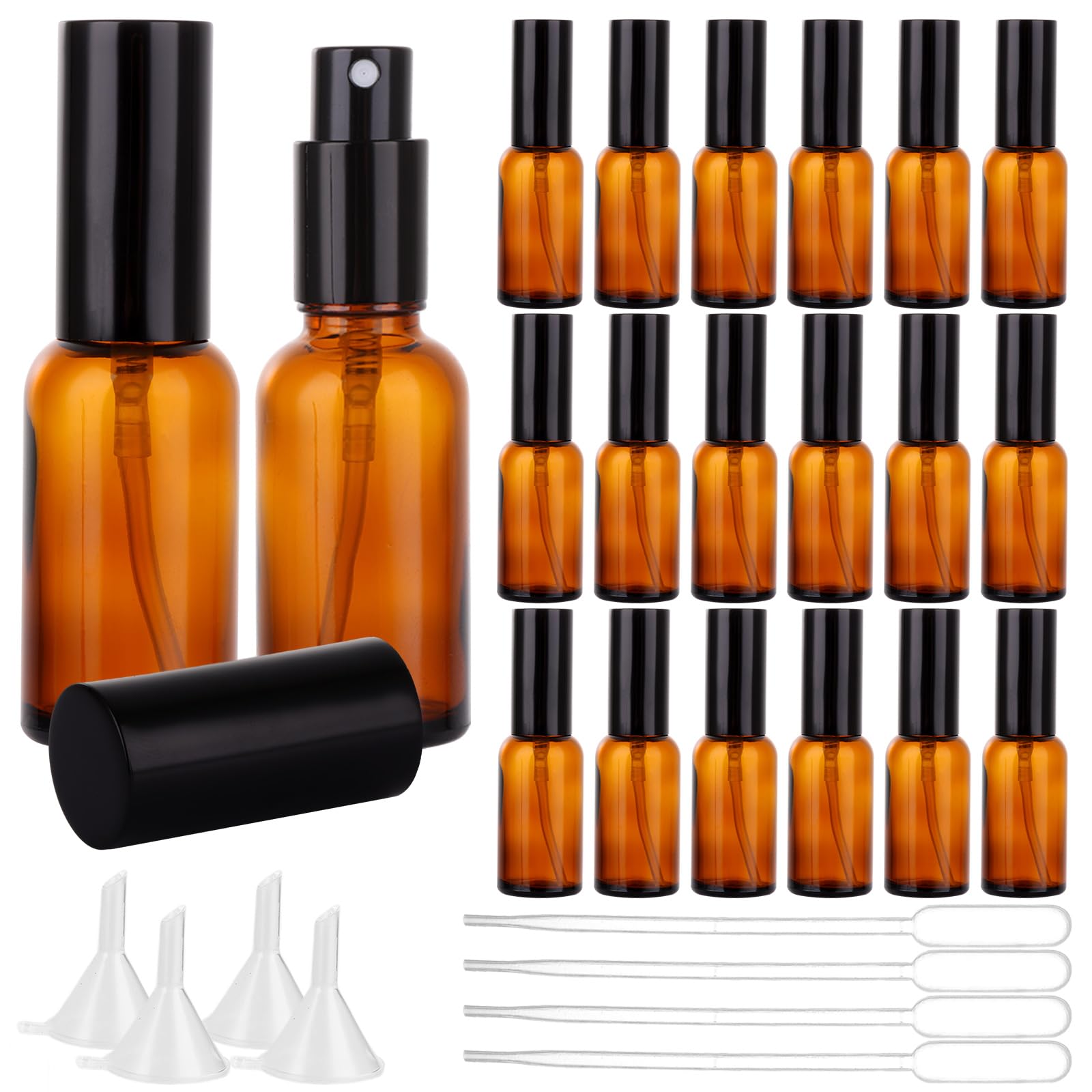 

OMIQIY 30ml Spray Bottles, Set of 20, Light-Shielding Glass Refillable Containers