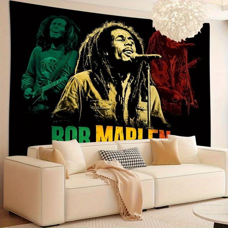 Vintage Bob Marley Dreifarbiges Porträt Reggae Retro Wandteppich, Ikonsiche Wanddekoration für Schlafzimmer Wohnzimmer Studentenwohnheim