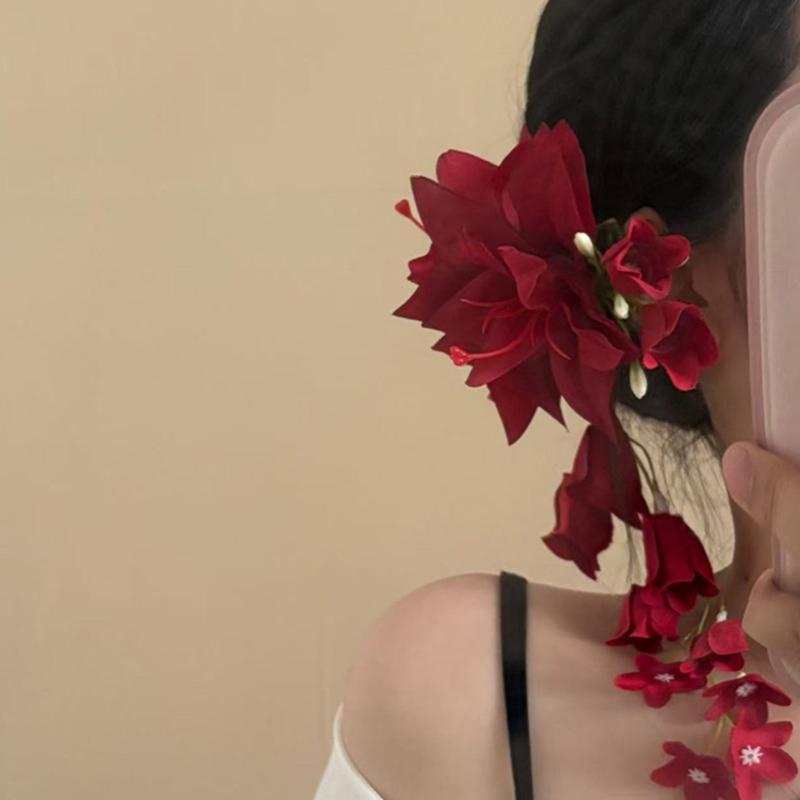 Červená konvalinka konvalinka střapce vlásenky okvětní lístek krokodýlka sponka do vlasů simulační květina dívky ženy pokrývka hlavy doplněk