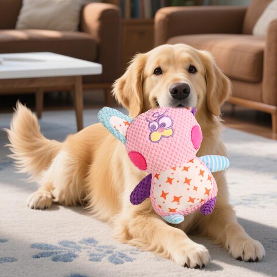 Yousheng Plush Animal Dog Chew Toy Boredom Stress Relief Squeaky Frog Cat Rabbit Plushie Bite Resistant Dog Teething Cleaning Interactive Animal