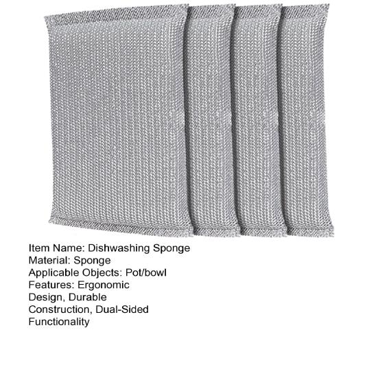 4Pcs Dishwashing Sponge Ergonomic Design Double-Sided Tableware Cleaning Sponge Multi-Functional
