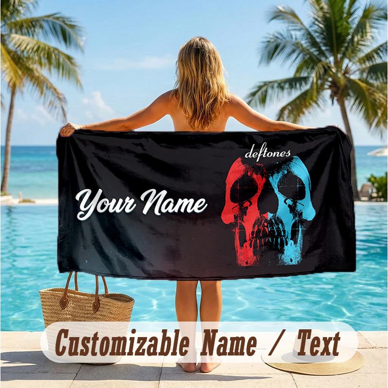 Custom Text Beach Towel, Soft Absorbent Swimming Multi-use TowelDeftones