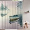 Jiangnan Water Town Shower Curtain, Chinese Style Oil Painting Boat Design, Water-Resistant Polyester,  All-Season Decor