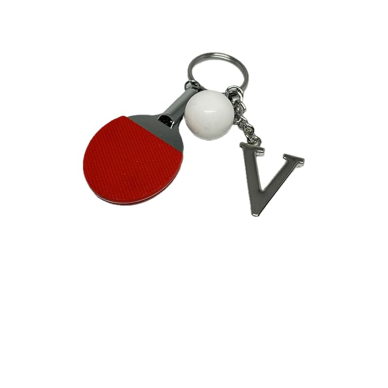 

table tennis with initials key ring souvenir present (V)