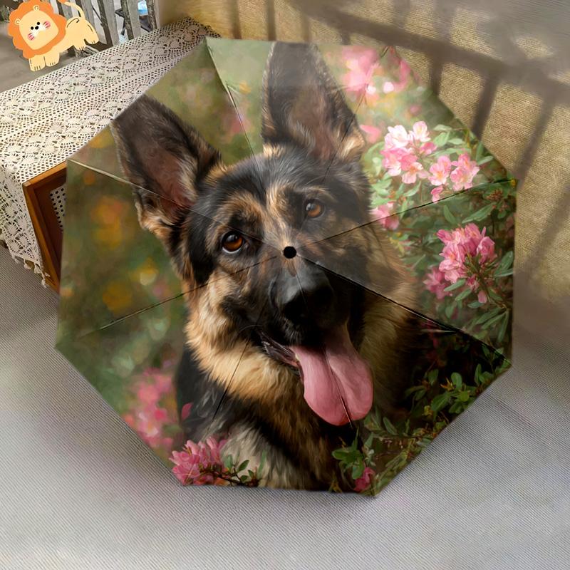 1 PC Automatic Folding Umbrella - German Shepherd Pattern, Portable & Foldable Design with 8 Ribs, Christmas Birthday Gifts