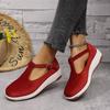 Scarpe da Donna Taglia Larga, Punta Tonda, Slip-On, Suola Spessa, Cinturino con Fibbia, Scarpe Casual Comode