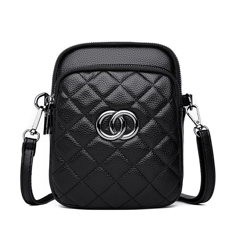 

Women s bag new vertical mobile phone bag fashionable rhombus embroidery thread shoulder messenger bag large discount чёрный