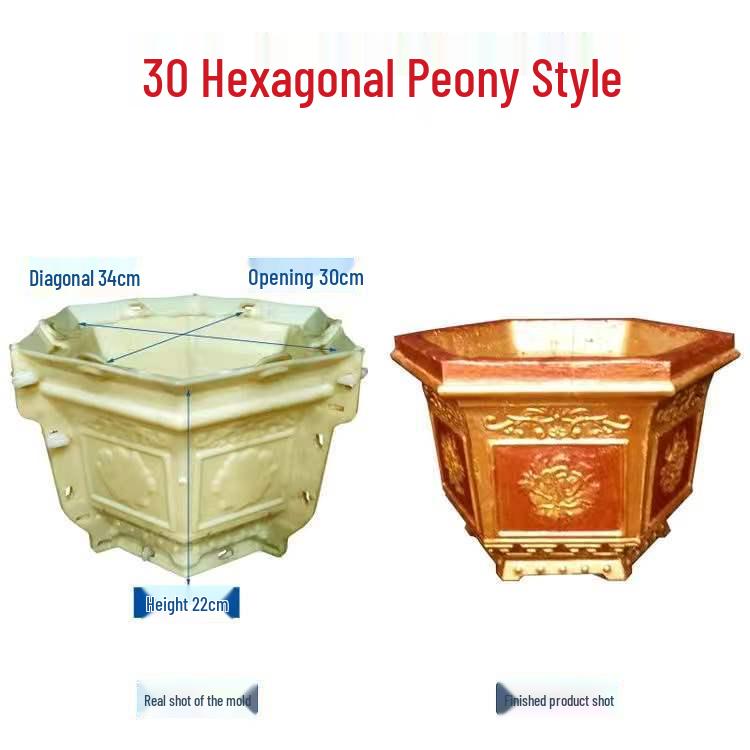 Extra Large Hexagonal Roman Column Cement Flower Pot Mold - Full Set DIY Model