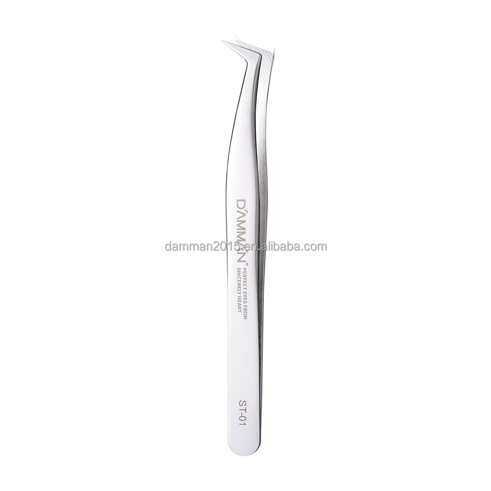 Free Shipping DAMMAN Stainless Steel Eyelash and Eyebrow Tweezers with Pointed Tip for Lash Extensions