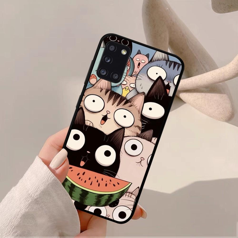 Cartoon Cute Cats Background Phone Case For Samsung A 10 11 12 13 20 21 22 30 31 32 40 51 52 53 70 71 72 73 91 13 Shell