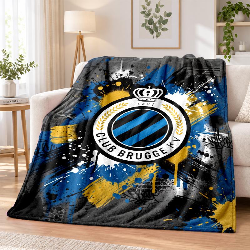 Club Brugge FC Printed Flannel Blanket Warm Comfort Bed Throw For Indoor Home Decoration