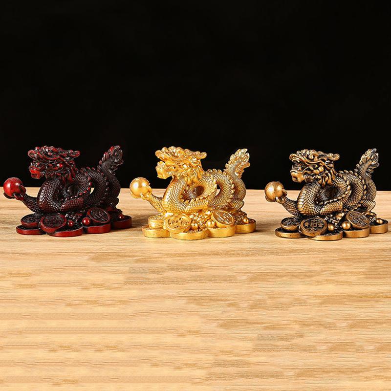 

Chinese Dragon Statuette Vintage Dragon Ornament Chinese Feng Shui Decor Figurines Living Room Bedroom Office Decoration