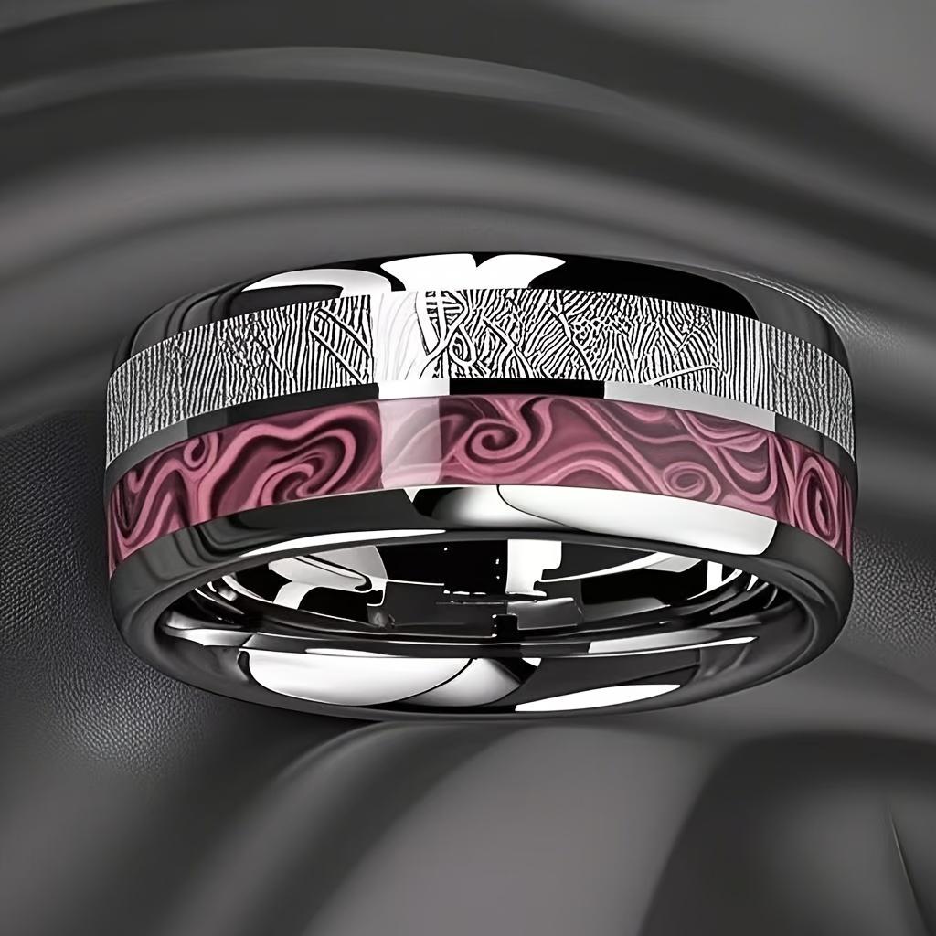 Bagues Fashion Ciel étoilé Bleu Foncé & Incrustation Météorite 8mm Couleur Cuivre Acier Inoxydable pour Hommes Femmes Bijoux de Mariage
