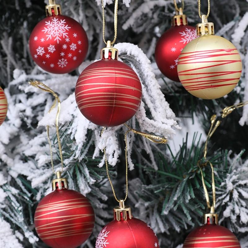 Plastic Christmas Tree Decorations Accessories Colorful Handcrafted Spherical Orbs in Gift Box for Festival Event