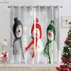 Cute Cartoon Snowman Christmas Decoration Curtains Bedroom Restaurant New Year Holiday Party Decoration Curtains 2 Pieces