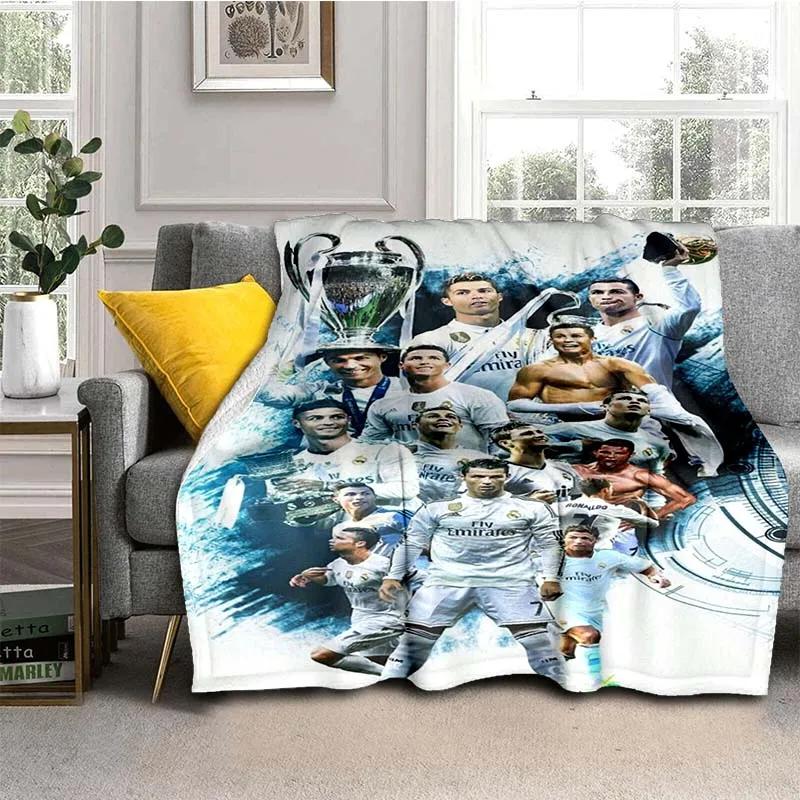 Pătură de flanel cu model Cristiano R-Ronaldo CR7, pătură multifuncțională pentru cadou de sărbători Pături calde și moi toate anotimpurile