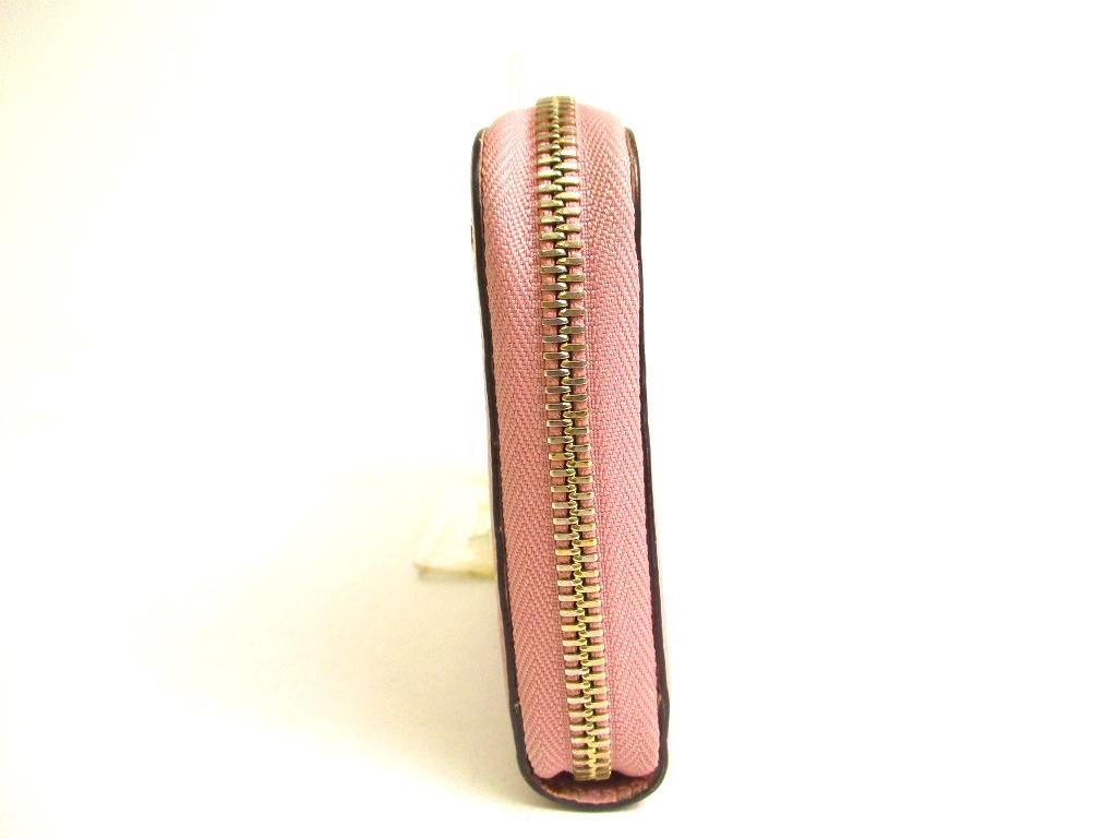Authentic GUCCI Interlocking G Gold H/W Dusty Pink Leather Round Zip Wallet #a131  Refurbished