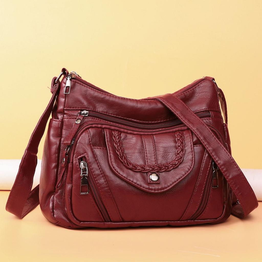 soft texture elegant ladies cross-body bag with fashiable shoulder strap, large capacity and multiple pockets, middle-aged