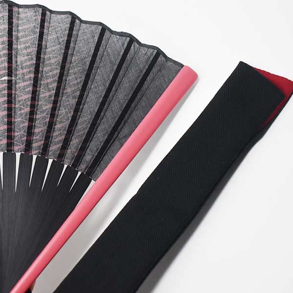 Kimono Fabric Fan and Fan Case Matte Dyed Fish Gradient 22cm [Stylish Iroha] Men's Fan, Set, Finish, Rib, Design, (Red)