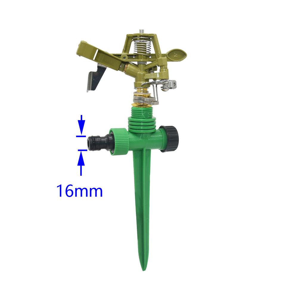 Metal Pulsating Sprinkler 360 Degree Rotation Lawn Watering Sprinklers with support Spike for Garden Irrigation System 1set