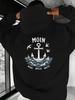 North German Coastal Moin Anchor Ocean Wave Seagull Print Men Hip Hop Sports Hoodie, Wind Welle Wette Nautical Retro Loose Sweatshirt