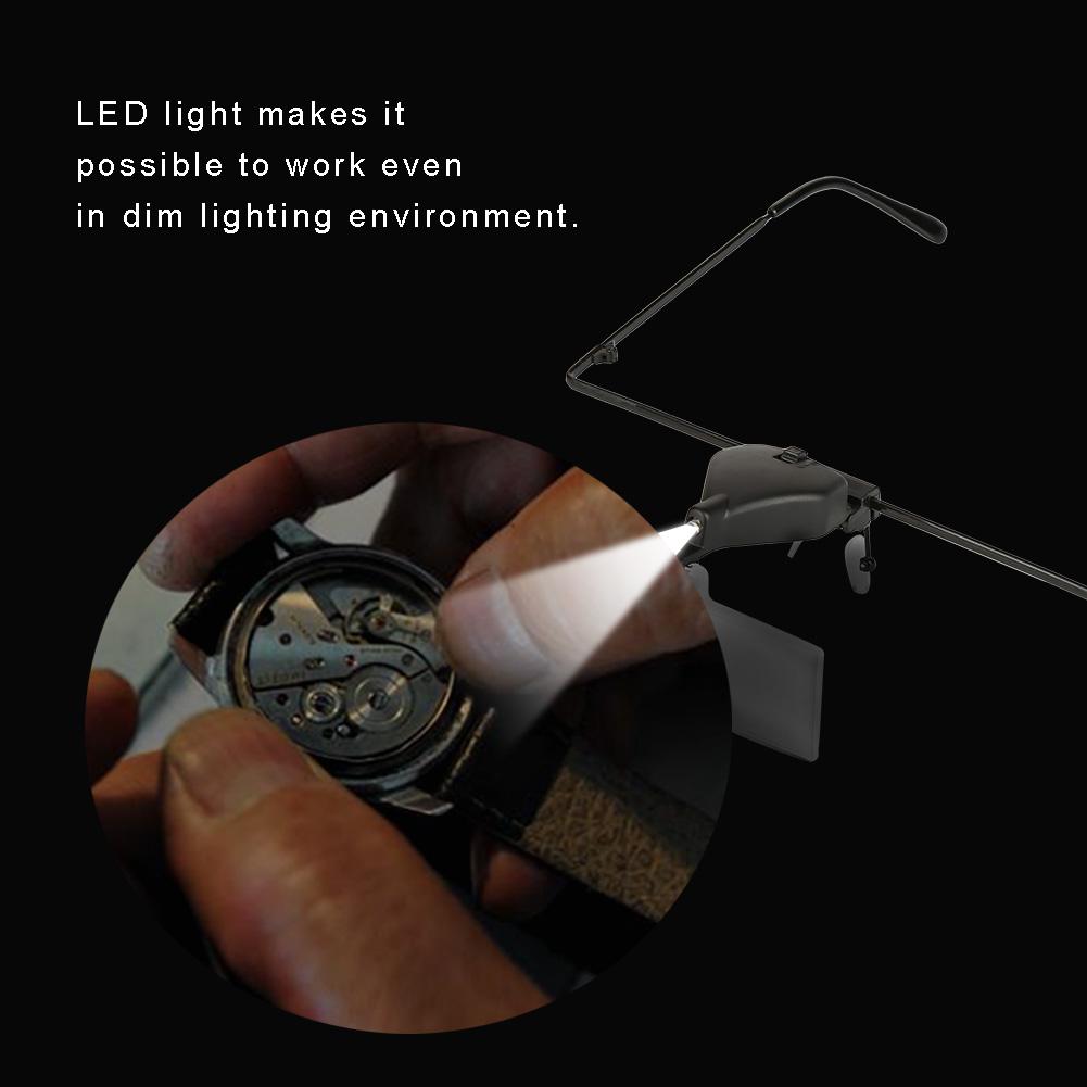 Uhrenreparatur Einzelglas Brille 1,5x / 2,5x / 3,5x Vergrößernde Lupe LED-Licht Lupe