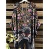 T-shirt da Donna Stampa Floreale Colorata Girocollo Top Orlo Irregolare Manica Corta Taglie Forti Abbigliamento da Donna Casual per Esterno