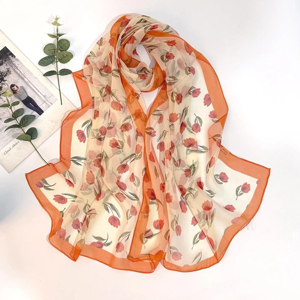 1Pcs Chiffon Georgette Silk Scarf Elegant Bandana Scarf Durable Headband Shawl Summer Beach