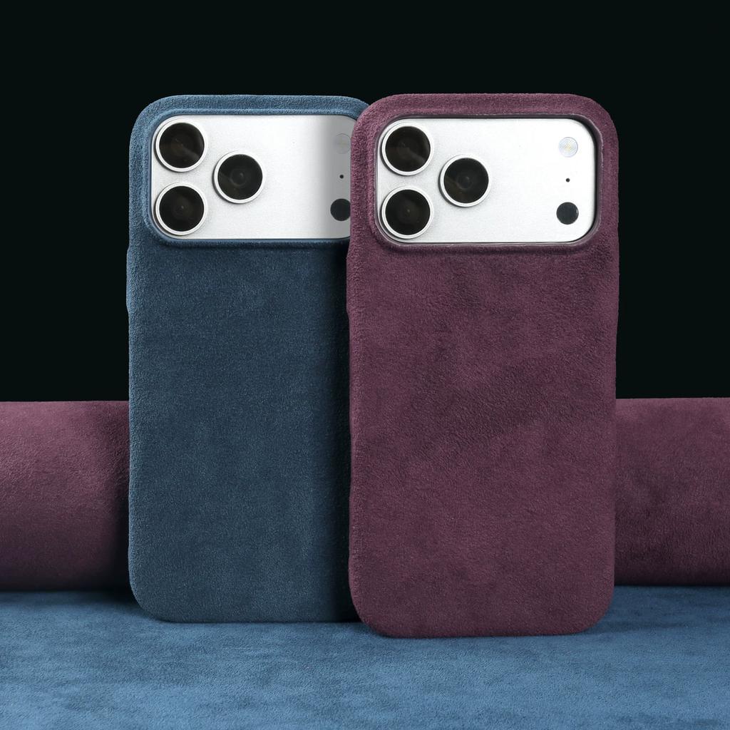Luxury Alcantara Flip Case for iPhone 18 Pro Max 17 Air 16 Pro 15 Plus 14 13 Pro Full Body Shockproof Protective Cover Business Style