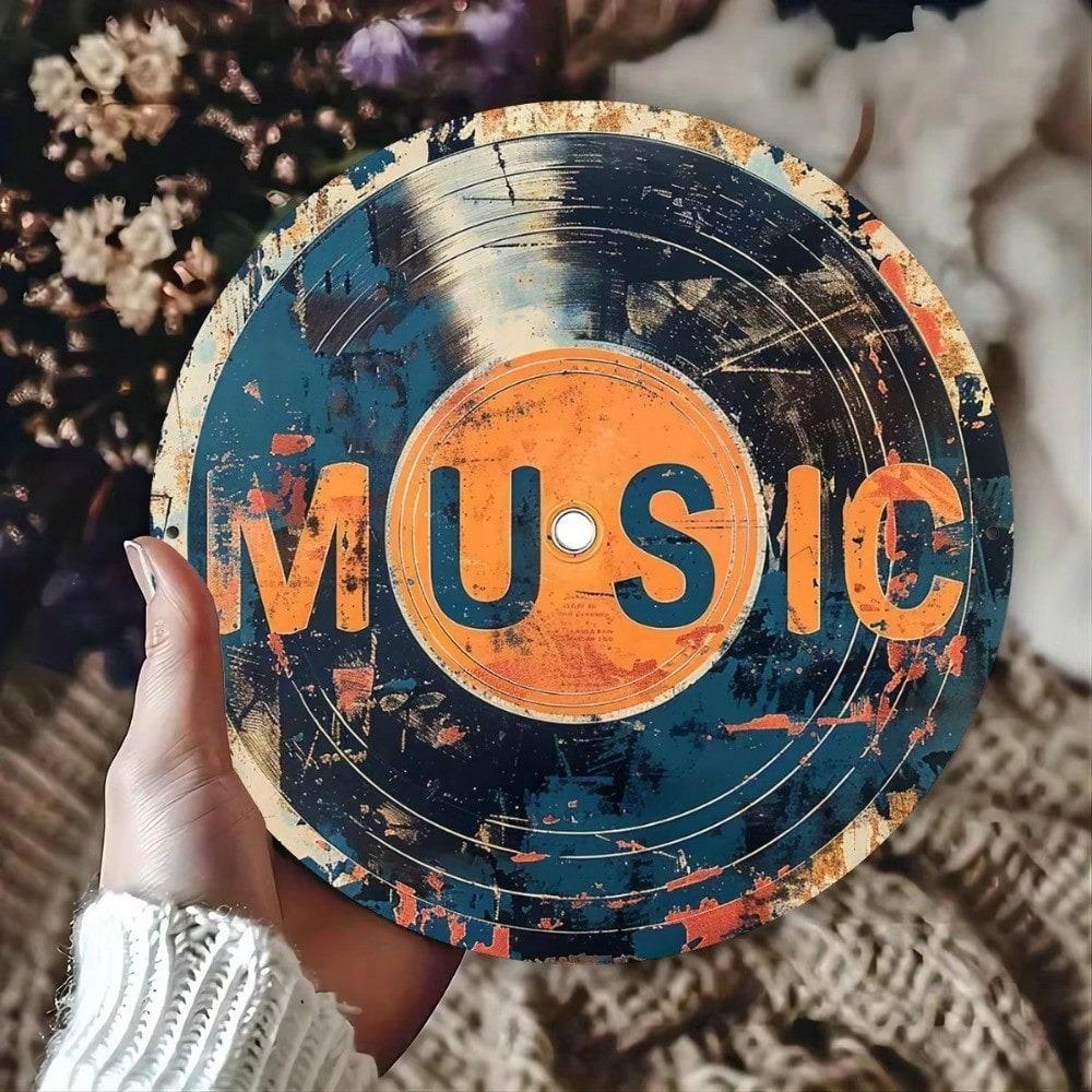 Vintage Record Metal Wall Art Retro Music Tin Sign Home Decor