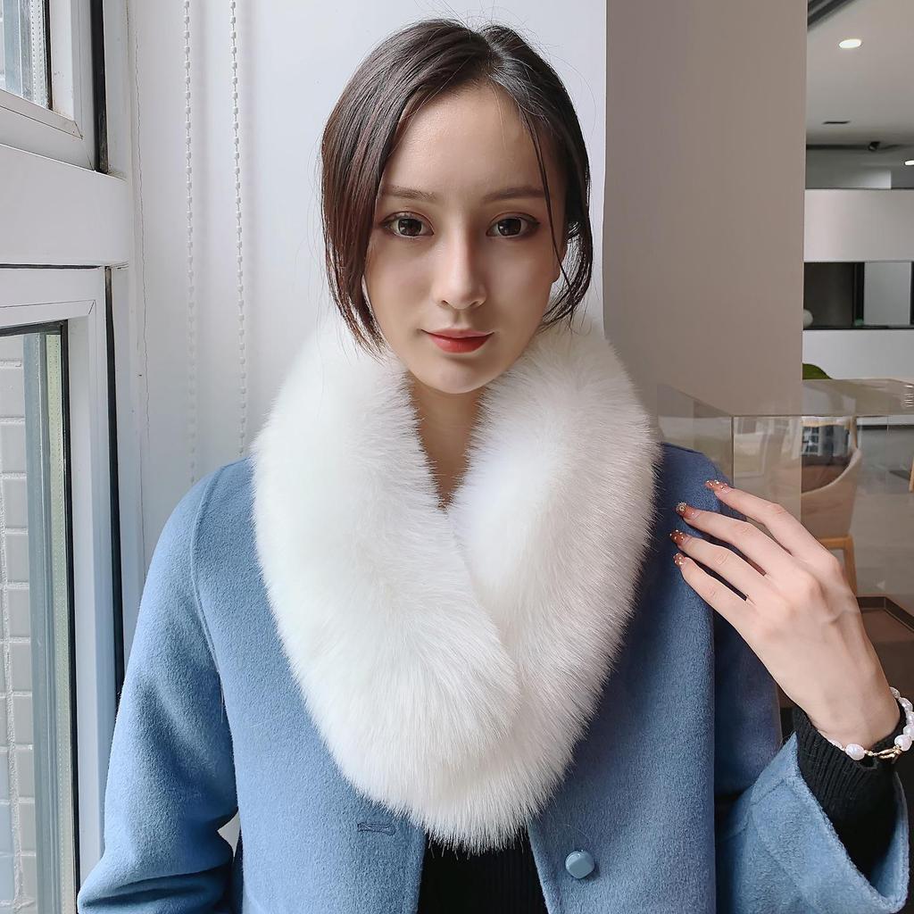 Damen Warmer Faux-Fuchs-Pelz Snood Schal: Dicke Krawattenkragen für Herbst & Winter