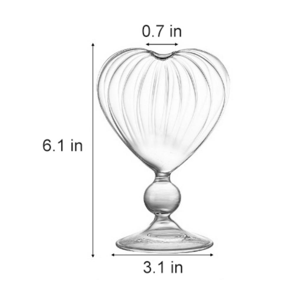 Heart Shaped Cocktail Glass 310ML Wine Glass Clear Stripe Drinking Wine Glass Martini Cocktail Glasses Goblet Cup for Wedding
