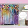 Elegant Waterproof Polyester Shower Curtain With 3d Purple Flower Design