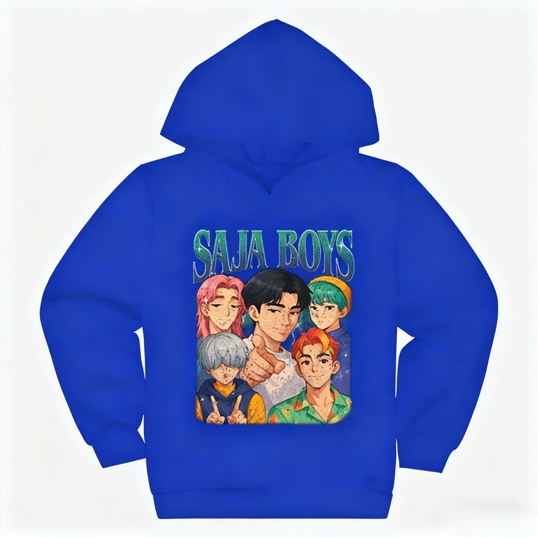 

K-pop Охотники на демонов Saja Boys Детская одежда Харадзюку Мода Уличная одежда Толстовки Девочка Мальчик Смешной подарок Одежда 130 синий